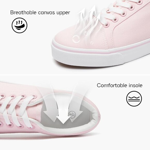 Women's Canvas Sneakers White Casual Flat Heel Athletic Shoes Skateboarding - Picture 6 of 9